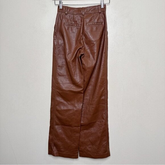 Aritzia Womens Babaton 00 Agency Vegan Leather Pant In Cognac Color - Picture 15 of 15